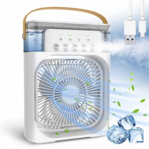 Portable Mini Air Cooler – SEAHELTON Mist Fan with Water Spray | USB Personal AC Cooler