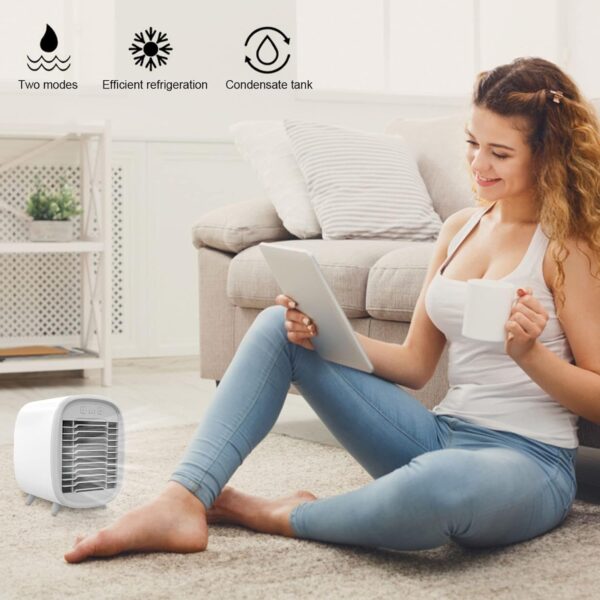 Mini Portable Air Conditioner – USB Cooling Fan with Water & Ice Cooling | Personal Desk Cooler