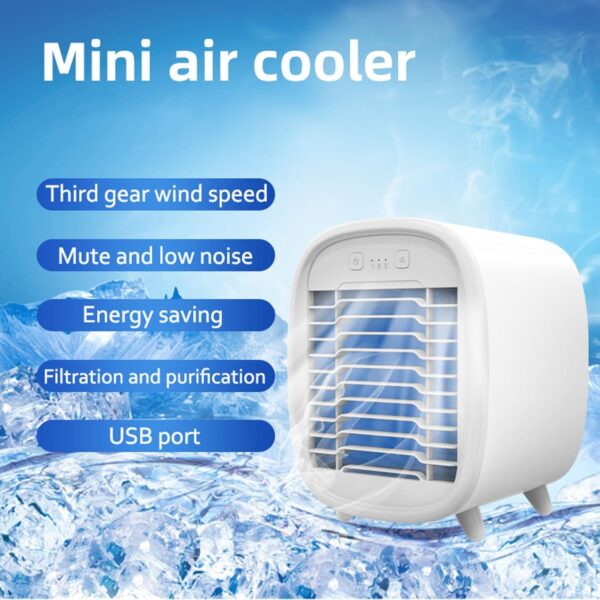 Mini Portable Air Conditioner – USB Cooling Fan with Water & Ice Cooling | Personal Desk Cooler