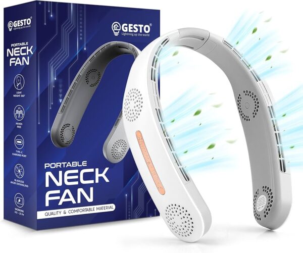 Portable Bladeless Neck Fan – Rechargeable USB Hands-Free Fan | Headphone Design Personal Cooling Fan