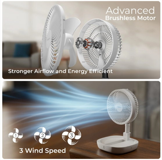 Rechargeable Telescopic Fan | Adjustable Portable Desktop Fan
